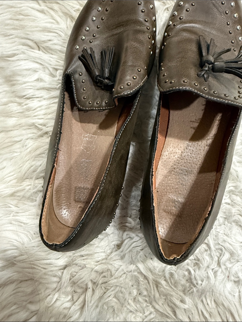 Anthropologie Mi.iM The Adline Tasseled Brown Studded Loafer Size 9 - Picture 6 of 8